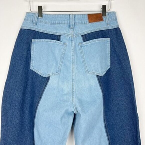 Nasty Gal Collection Jeans Two Tone Denim Mom Jeans. Light/Dark Blue. Size 10 - Picture 5 of 16